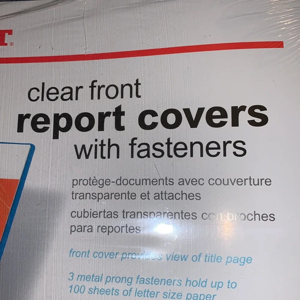 Office Depot clear front report covers with fasteners - blue 18 count
